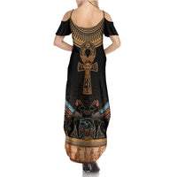 Ankh Egypt Family Matching Summer Maxi Dress and Hawaiian Shirt Ankh Egyptian Hieroglyphs Alphabet