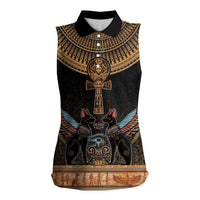 Ankh Egypt Women Sleeveless Polo Shirt Ankh Egyptian Hieroglyphs Alphabet