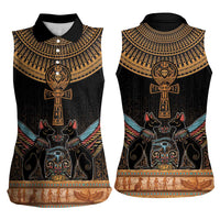 Ankh Egypt Women Sleeveless Polo Shirt Ankh Egyptian Hieroglyphs Alphabet