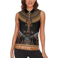 Ankh Egypt Women Sleeveless Polo Shirt Ankh Egyptian Hieroglyphs Alphabet
