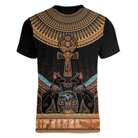 Ankh Egypt Women V-Neck T-Shirt Ankh Egyptian Hieroglyphs Alphabet