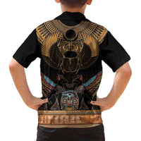 The Scarab Beetle Family Matching Off The Shoulder Long Sleeve Dress and Hawaiian Shirt Egyptian Hieroglyphs Alphabet