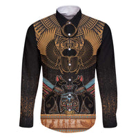 The Scarab Beetle Family Matching Off Shoulder Short Dress and Hawaiian Shirt Egyptian Hieroglyphs Alphabet