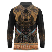 The Scarab Beetle Long Sleeve Polo Shirt Egyptian Hieroglyphs Alphabet