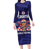 World Football Croatia 2026 Personalized Long Sleeve Bodycon Dress Mala Zemlja Veliki Snovi