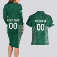 Custom Ireland Rugby Couples Matching Long Sleeve Bodycon Dress and Hawaiian Shirt Come On Shamrock