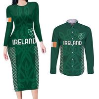 Custom Ireland Rugby Couples Matching Long Sleeve Bodycon Dress and Long Sleeve Button Shirt Come On Shamrock