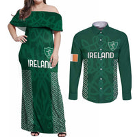 Custom Ireland Rugby Couples Matching Off Shoulder Maxi Dress and Long Sleeve Button Shirt Come On Shamrock