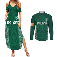 Custom Ireland Rugby Couples Matching Summer Maxi Dress and Long Sleeve Button Shirt Come On Shamrock