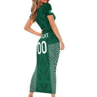 Custom Ireland Rugby Family Matching Short Sleeve Bodycon Dress and Hawaiian Shirt Come On Shamrock