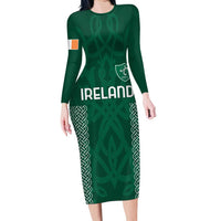 Custom Ireland Rugby Long Sleeve Bodycon Dress Come On Shamrock
