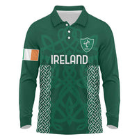 Custom Ireland Rugby Long Sleeve Polo Shirt Come On Shamrock