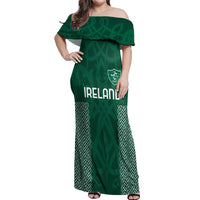 Custom Ireland Rugby Off Shoulder Maxi Dress Come On Shamrock