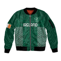 Custom Ireland Rugby Sleeve Zip Bomber Jacket Come On Shamrock