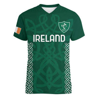 Custom Ireland Rugby Women V-Neck T-Shirt Come On Shamrock