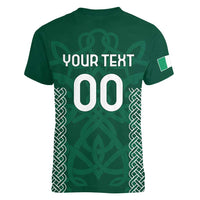 Custom Ireland Rugby Women V-Neck T-Shirt Come On Shamrock