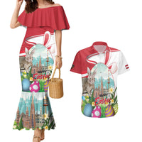Happy Easter Austria Couples Matching Mermaid Dress and Hawaiian Shirt Easter Eggs With St. Stephen's Cathedral