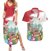 Happy Easter Austria Couples Matching Summer Maxi Dress and Hawaiian Shirt Easter Eggs With St. Stephen's Cathedral