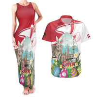 Happy Easter Austria Couples Matching Tank Maxi Dress and Hawaiian Shirt Easter Eggs With St. Stephen's Cathedral