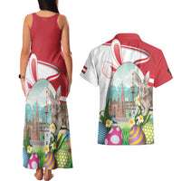 Happy Easter Austria Couples Matching Tank Maxi Dress and Hawaiian Shirt Easter Eggs With St. Stephen's Cathedral