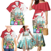 Happy Easter Austria Family Matching Mermaid Dress and Hawaiian Shirt Easter Eggs With St. Stephen's Cathedral