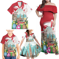 Happy Easter Austria Family Matching Off Shoulder Maxi Dress and Hawaiian Shirt Easter Eggs With St. Stephen's Cathedral