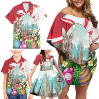 Happy Easter Austria Family Matching Off Shoulder Short Dress and Hawaiian Shirt Easter Eggs With St. Stephen's Cathedral