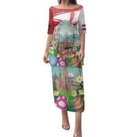 Happy Easter Austria Family Matching Puletasi and Hawaiian Shirt Easter Eggs With St. Stephen's Cathedral