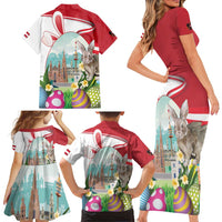 Happy Easter Austria Family Matching Short Sleeve Bodycon Dress and Hawaiian Shirt Easter Eggs With St. Stephen's Cathedral