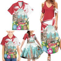 Happy Easter Austria Family Matching Summer Maxi Dress and Hawaiian Shirt Easter Eggs With St. Stephen's Cathedral