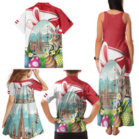 Happy Easter Austria Family Matching Tank Maxi Dress and Hawaiian Shirt Easter Eggs With St. Stephen's Cathedral
