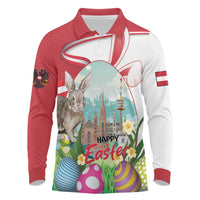 Happy Easter Austria Long Sleeve Polo Shirt Easter Eggs With St. Stephen's Cathedral