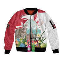 Happy Easter Austria Sleeve Zip Bomber Jacket Easter Eggs With St. Stephen's Cathedral