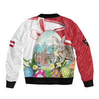 Happy Easter Austria Sleeve Zip Bomber Jacket Easter Eggs With St. Stephen's Cathedral