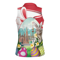 Happy Easter Austria Women Sleeveless Polo Shirt Easter Eggs With St. Stephen's Cathedral