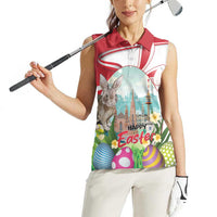 Happy Easter Austria Women Sleeveless Polo Shirt Easter Eggs With St. Stephen's Cathedral