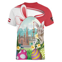 Happy Easter Austria Women V-Neck T-Shirt Easter Eggs With St. Stephen's Cathedral
