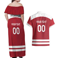 Custom Denmark Hockey Couples Matching Off Shoulder Maxi Dress and Hawaiian Shirt Danish Lions