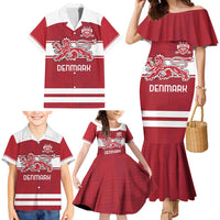 Custom Denmark Hockey Family Matching Mermaid Dress and Hawaiian Shirt Danish Lions