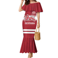 Custom Denmark Hockey Family Matching Mermaid Dress and Hawaiian Shirt Danish Lions