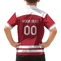 Custom Denmark Hockey Family Matching Off The Shoulder Long Sleeve Dress and Hawaiian Shirt Danish Lions