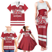 Custom Denmark Hockey Family Matching Tank Maxi Dress and Hawaiian Shirt Danish Lions
