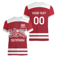 Custom Denmark Hockey Women V-Neck T-Shirt Danish Lions