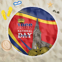 Liechtenstein National Day 1866 Beach Blanket Gold Crown Vaduz Cathedral