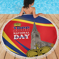 Liechtenstein National Day 1866 Beach Blanket Gold Crown Vaduz Cathedral
