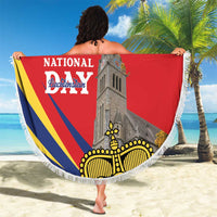 Liechtenstein National Day 1866 Beach Blanket Gold Crown Vaduz Cathedral