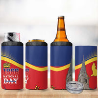 Liechtenstein National Day 1866 4 in 1 Can Cooler Tumbler Gold Crown Vaduz Cathedral