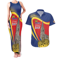 Liechtenstein National Day 1866 Couples Matching Tank Maxi Dress and Hawaiian Shirt Gold Crown Vaduz Cathedral