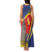 Liechtenstein National Day 1866 Family Matching Tank Maxi Dress and Hawaiian Shirt Gold Crown Vaduz Cathedral