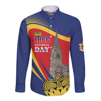 Liechtenstein National Day 1866 Long Sleeve Button Shirt Gold Crown Vaduz Cathedral